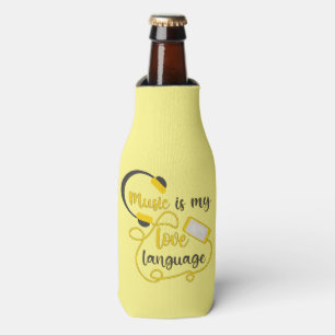 Music is my love language romantic phrase bottle cooler