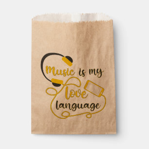 Music is my love language romantic phrase favour bags