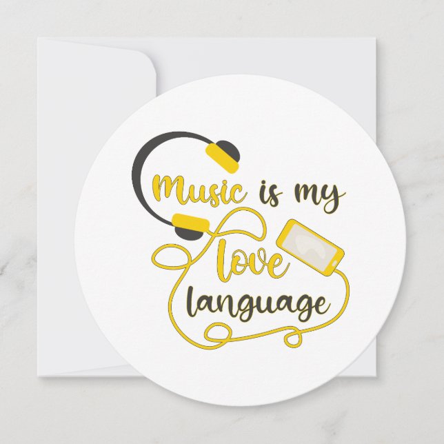 Music is my love language romantic phrase invitation (Front)