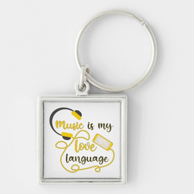 Music is my love language romantic phrase key ring (Front)