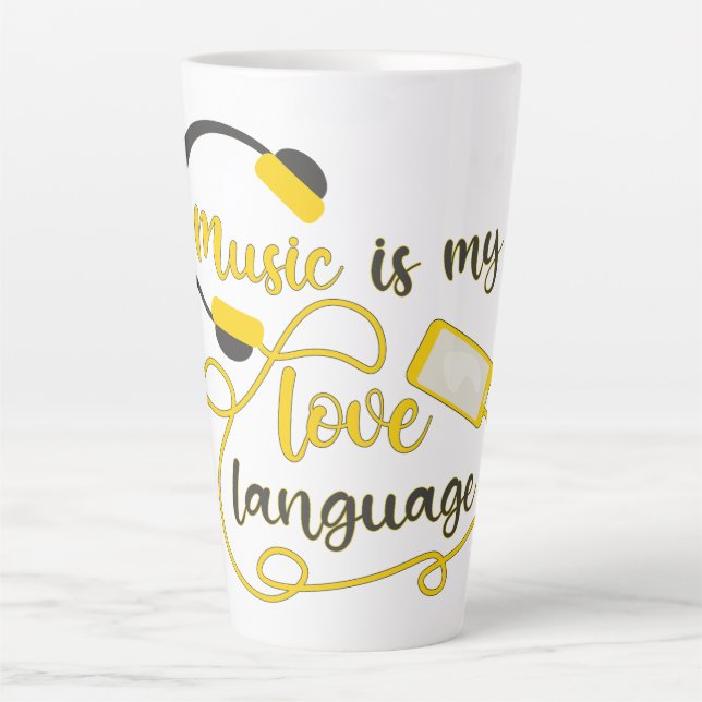 Music is my love language romantic phrase latte mug (Front)