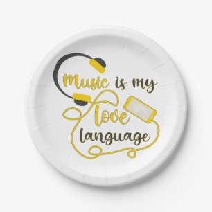 Music is my love language romantic phrase paper plate
