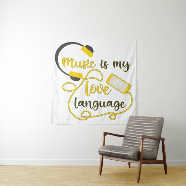 Music is my love language romantic phrase tapestry (In Situ)
