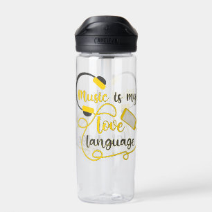 Music is my love language romantic phrase water bottle