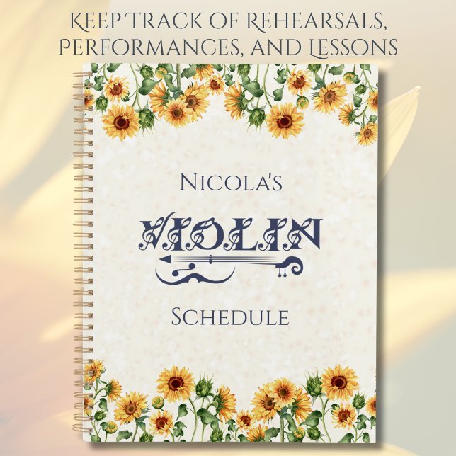 Music is My Sunshine Violin Schedule Planner (Organize your child's rehearsals and concerts with a personalized violinist planner!)