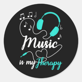 Music Is my Therapy Cute Music Lover Classic Round Sticker