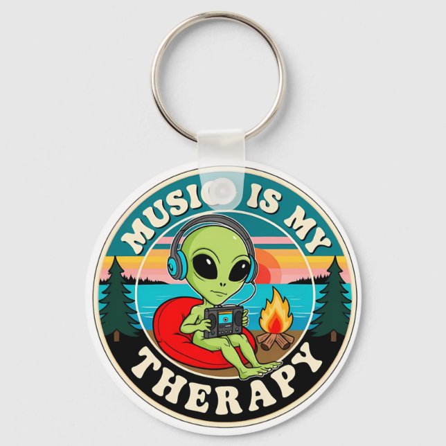 Music is my therapy key ring (Front)