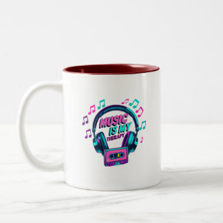 Music Is My Therapy – Retro Headphones Coffee Mug