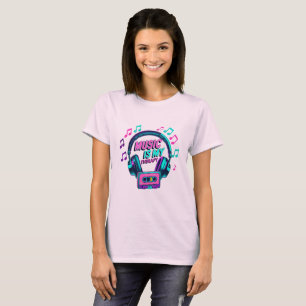 Music Is My Therapy – Retro Headphones Graphic T-S T-Shirt