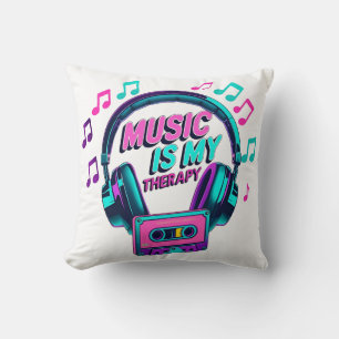 Music Is My Therapy – Retro Headphones Throw Pillo Cushion