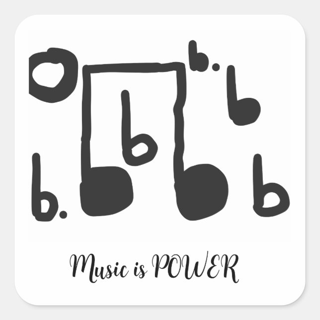 Music is power black and white sticker (Front)