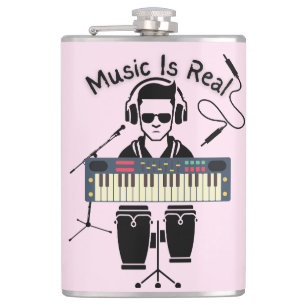 Music Is Real Hip Flask