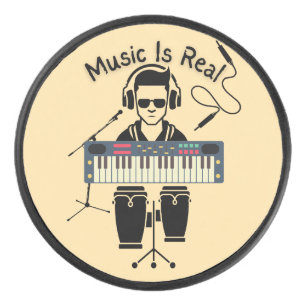 Music Is Real Hockey Puck