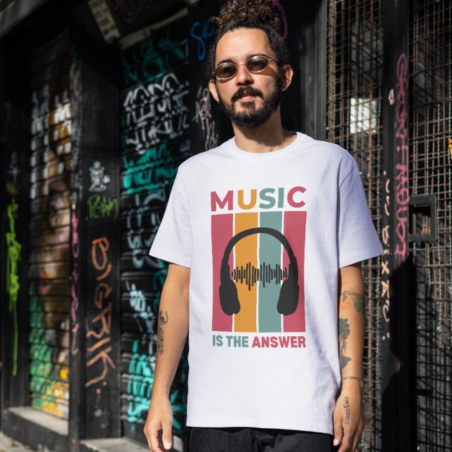"Music Is The Answer" T-Shirt - Cosy Musician  Tri-Blend Shirt (Music Is The Answer shirt - Musician Apparel)