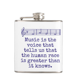 Music Is The Voice That Tells - Music Quote Hip Flask