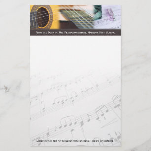 Music is thinking with sound Guitar Stationery