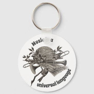 Music is Universal Birds and Musical Instruments Key Ring