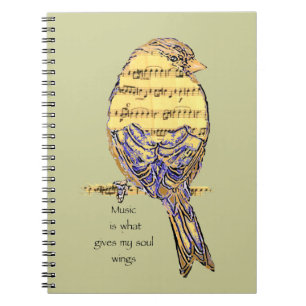 Music  is what gives my soul wings Bird Spiral Notebook