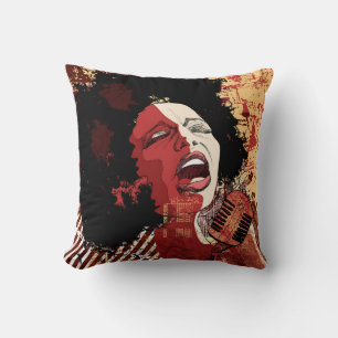 Music Jazz - afro american jazz singer on grunge b Cushion