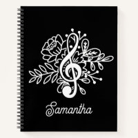 Music Journal Treble Clef Flowers Musician