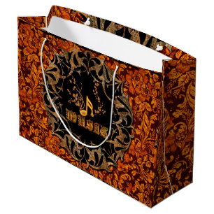 Music, key notes on vintage background large gift bag