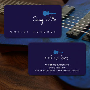 Music Lessons Blue Guitar Business Card