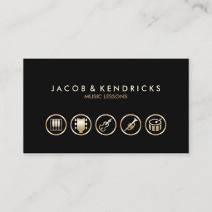 Music Lessons Gold Icons BusinessCard Business Card