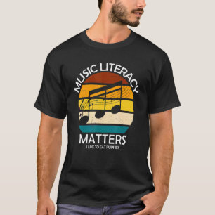 Music Literacy Matters I Like To Eat Puppies Retro T-Shirt