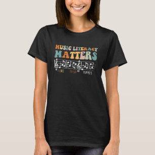 Music Literacy Matters I Like To Eat Puppies Retro T-Shirt