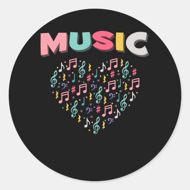 Music Love Colourful Treble Clef Musical Note Hear Classic Round Sticker (Front)