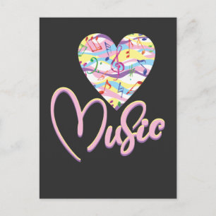 Music Love Heart Treble Clef Musical Instrument Postcard