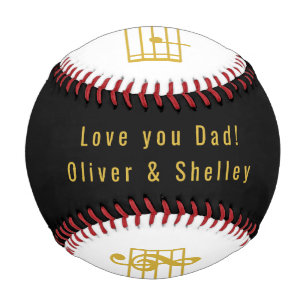 MUSIC LOVER DAD GIFT MUSIC NOTES D.A.D BLACK WHITE BASEBALL