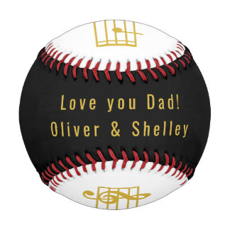 MUSIC LOVER DAD GIFT MUSIC NOTES D.A.D BLACK WHITE BASEBALL