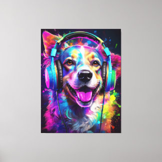 Music lover dog  canvas print