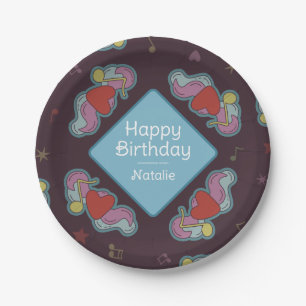 Music Lover Doodles Theme Birthday Party Blue Paper Plate