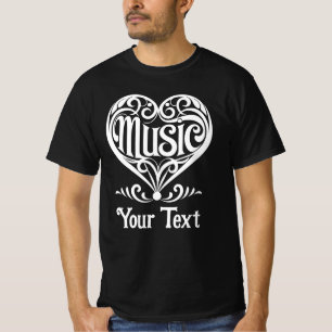 Music Lover Elegant Scrolled Heart Personalised T-Shirt