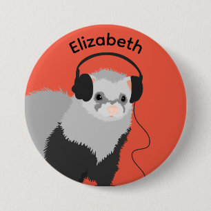 Music Lover Ferret Name 7.5 Cm Round Badge