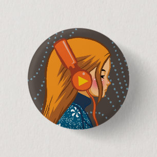 Music Lover (Headphones Girl) Button