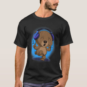 Music Lover I DJ Headphones Bear Lover I Cute Bear T-Shirt