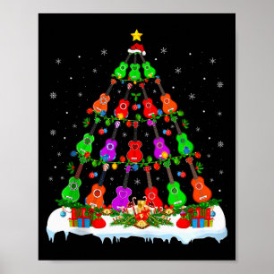 Music Lover Musical Ukulele Guitar Christmas Tree Poster