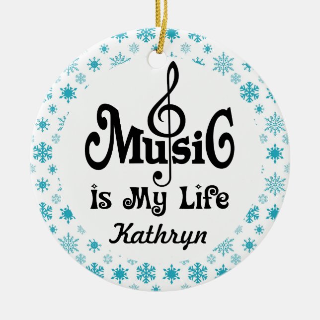 Music Lover Personalised Christmas Gift Ceramic Tree Decoration (Front)