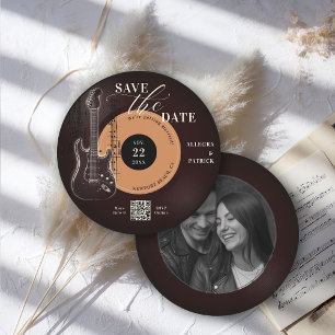 Music Lover Wedding Save the Date Vintage Earth QR