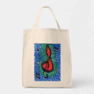 Music lovers abstract musical notation design red tote bag