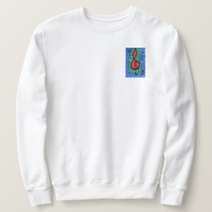 Music lovers blue and red musical notes white sweatshirt