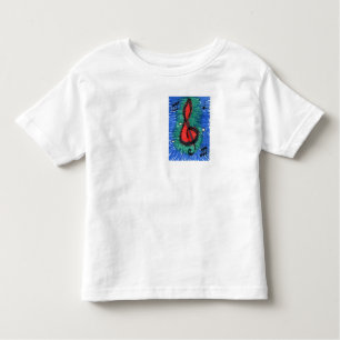 Music lovers blue and red musical notes white tee