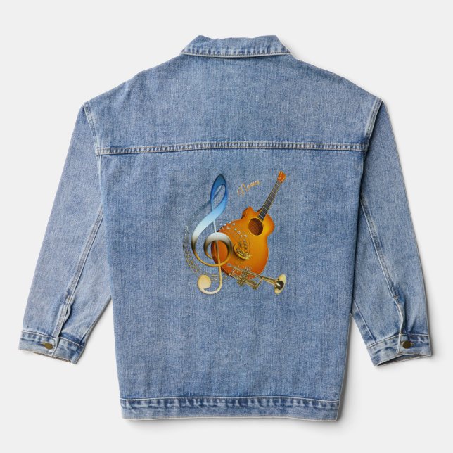 Music Lovers Celebration Themes Denim Jacket (Back)