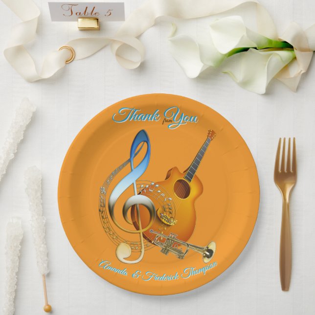 Music Lovers Celebration Themes Paper Plate (Wedding)