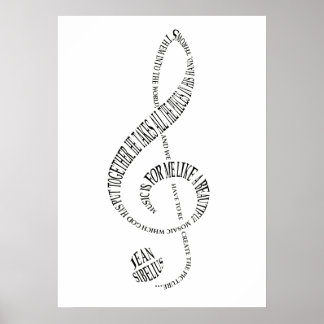Music Lovers Gift Poster - Treble Clef Word Art