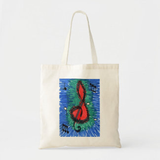 Music lovers musical notation in red and blue tote bag