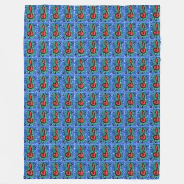 Music lovers musical notation joyful design blue  fleece blanket (Front)